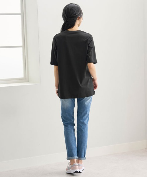BELLUNA PLUS（ベルーナ）の「汗ジミ対策！５分袖プルオーバー（Tシャツ/カットソー・レディース・ロイヤルブルー/ライム/ベージュ系/ブラック・MEDIUM/LARGE/X-LARGE）」の6枚目の写真