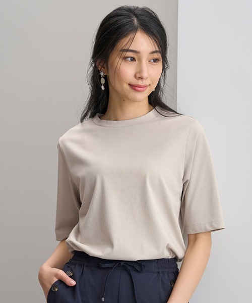BELLUNA PLUS（ベルーナ）の「汗ジミ対策！５分袖プルオーバー（Tシャツ/カットソー・レディース・ロイヤルブルー/ライム/ベージュ系/ブラック・MEDIUM/LARGE/X-LARGE）」の15枚目の写真