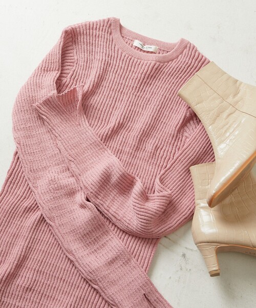 FREAK'S STORE（フリークスストア）の「限定展開　ソリッドカラー タックリブ ニットプルオーバー（ニット/セーター・レディース・ブラック/グリーン/ピンク/モカ/オレンジ/ブルー/ナチュラル/グレー/イエロー・ﾌﾘ-）」の9枚目の写真