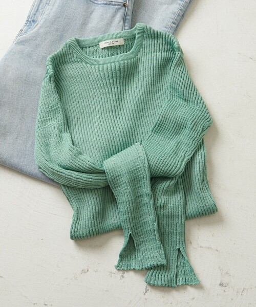 FREAK'S STORE（フリークスストア）の「限定展開　ソリッドカラー タックリブ ニットプルオーバー（ニット/セーター・レディース・ブラック/グリーン/ピンク/モカ/オレンジ/ブルー/ナチュラル/グレー/イエロー・ﾌﾘ-）」の6枚目の写真