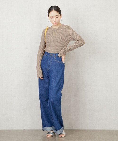 FREAK'S STORE（フリークスストア）の「限定展開　ソリッドカラー タックリブ ニットプルオーバー（ニット/セーター・レディース・ブラック/グリーン/ピンク/モカ/オレンジ/ブルー/ナチュラル/グレー/イエロー・ﾌﾘ-）」の13枚目の写真