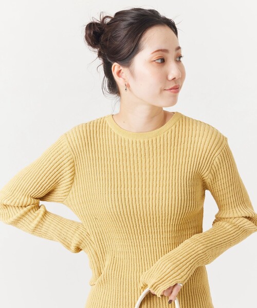 FREAK'S STORE（フリークスストア）の「限定展開　ソリッドカラー タックリブ ニットプルオーバー（ニット/セーター・レディース・ブラック/グリーン/ピンク/モカ/オレンジ/ブルー/ナチュラル/グレー/イエロー・ﾌﾘ-）」の21枚目の写真