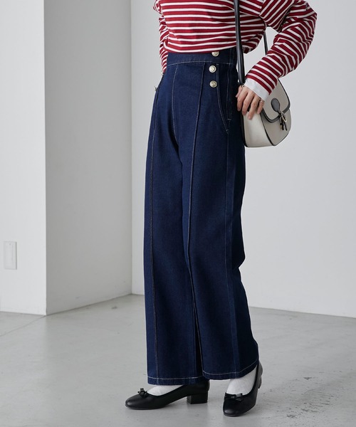 BONLECILL(ボンルシール)の「配色ステッチマリンデニムパンツ(デニムパンツ・レディース・ブルー/ネイビー/ブラック/ブルー系1・L/S/M)」の15枚目の写真