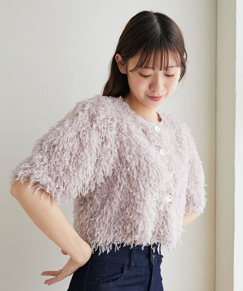 MAJESTIC LEGON（マジェスティックレゴン）の「フサフサプードルトップス（Tシャツ/カットソー・レディース・ライトグレー/アイボリー/グレイッシュベージュ・MEDIUM）」の3枚目の写真