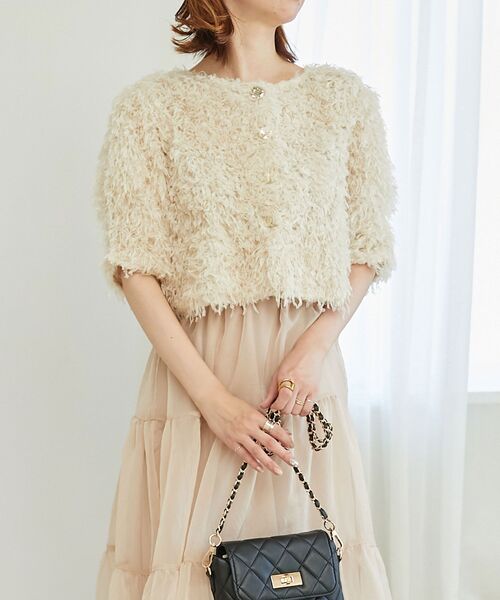 MAJESTIC LEGON（マジェスティックレゴン）の「フサフサプードルトップス（Tシャツ/カットソー・レディース・ライトグレー/アイボリー/グレイッシュベージュ・MEDIUM）」の8枚目の写真