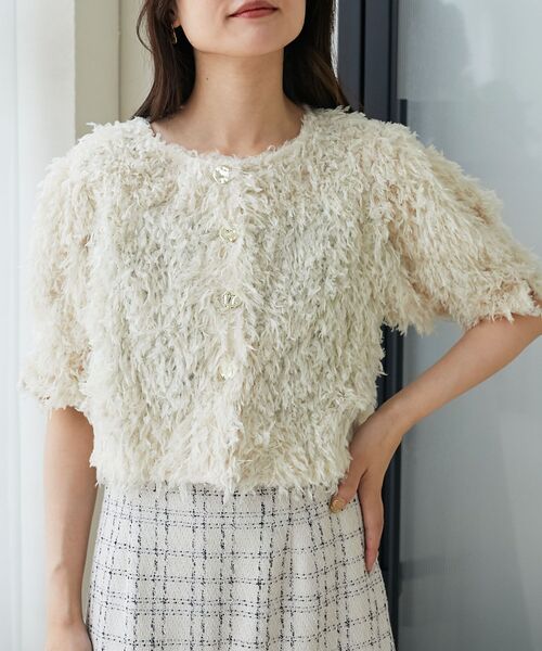 MAJESTIC LEGON（マジェスティックレゴン）の「フサフサプードルトップス（Tシャツ/カットソー・レディース・ライトグレー/アイボリー/グレイッシュベージュ・MEDIUM）」の14枚目の写真