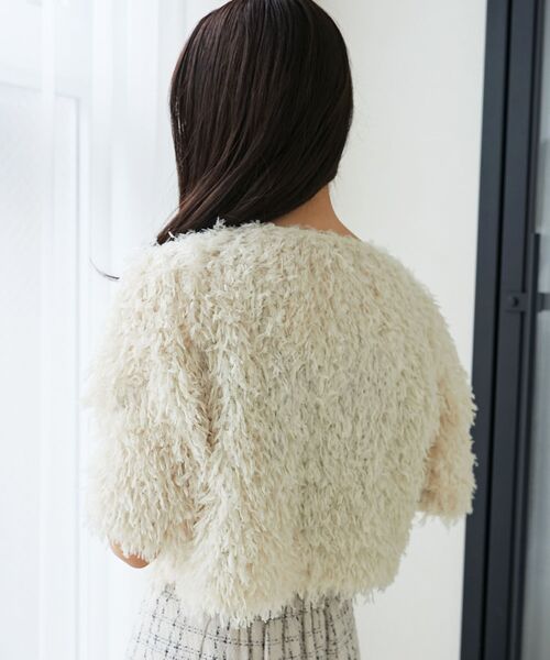 MAJESTIC LEGON（マジェスティックレゴン）の「フサフサプードルトップス（Tシャツ/カットソー・レディース・ライトグレー/アイボリー/グレイッシュベージュ・MEDIUM）」の17枚目の写真