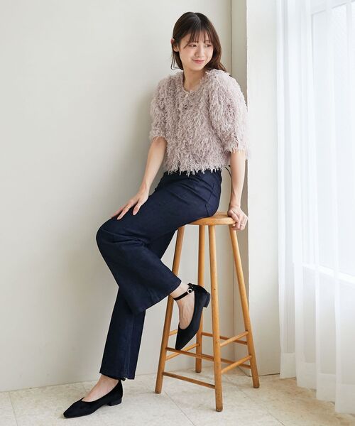 MAJESTIC LEGON（マジェスティックレゴン）の「フサフサプードルトップス（Tシャツ/カットソー・レディース・ライトグレー/アイボリー/グレイッシュベージュ・MEDIUM）」の18枚目の写真