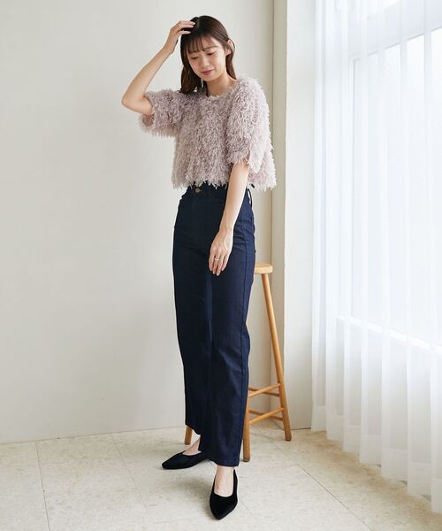 MAJESTIC LEGON（マジェスティックレゴン）の「フサフサプードルトップス（Tシャツ/カットソー・レディース・ライトグレー/アイボリー/グレイッシュベージュ・MEDIUM）」の20枚目の写真