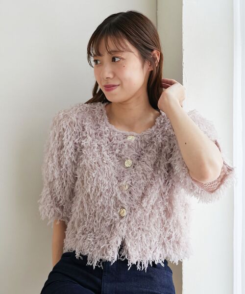 MAJESTIC LEGON（マジェスティックレゴン）の「フサフサプードルトップス（Tシャツ/カットソー・レディース・ライトグレー/アイボリー/グレイッシュベージュ・MEDIUM）」の22枚目の写真