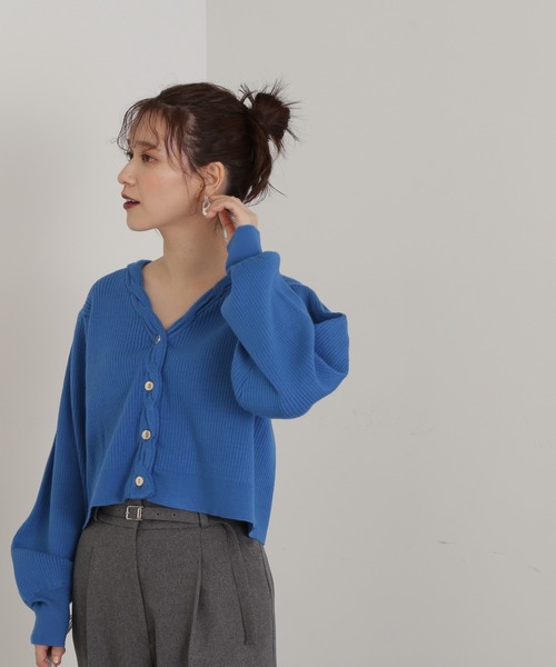 N.(N. Natural Beauty Basic)(エヌエヌナチュラルビューティーベーシック)の「◆ツイストリブカーディガン(カーディガン/ボレロ・レディース・オフホワイト/ブルー/ブラウン・MEDIUM)」の11枚目の写真