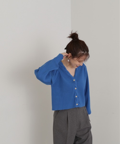 N.(N. Natural Beauty Basic)(エヌエヌナチュラルビューティーベーシック)の「◆ツイストリブカーディガン(カーディガン/ボレロ・レディース・オフホワイト/ブルー/ブラウン・MEDIUM)」の18枚目の写真