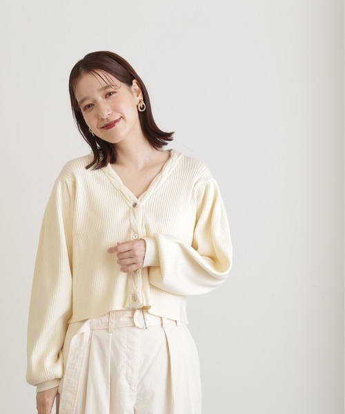 N.(N. Natural Beauty Basic)(エヌエヌナチュラルビューティーベーシック)の「◆ツイストリブカーディガン(カーディガン/ボレロ・レディース・オフホワイト/ブルー/ブラウン・MEDIUM)」の9枚目の写真