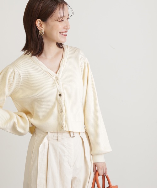 N.(N. Natural Beauty Basic)(エヌエヌナチュラルビューティーベーシック)の「◆ツイストリブカーディガン(カーディガン/ボレロ・レディース・オフホワイト/ブルー/ブラウン・MEDIUM)」の10枚目の写真