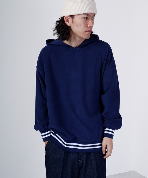 FUNALIVE(ファンアライブ)の「Line ribbed fleece pullover hoodie / ラインリブフリース プルオーバーパーカー unisex(スウェット・メンズ・ネイビー/ブラック系/ベージュ系/グリーン系/ネイビー系/グレイッシュベージュ/チャコール/グリーン/ブラック/ベージュ/チャコールグレー/アッシュグレー・XL/L/M)」の12枚目の写真