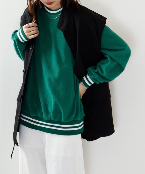 FUNALIVE(ファンアライブ)の「Line ribbed fleece pullover hoodie / ラインリブフリース プルオーバーパーカー unisex(スウェット・メンズ・ネイビー/ブラック系/ベージュ系/グリーン系/ネイビー系/グレイッシュベージュ/チャコール/グリーン/ブラック/ベージュ/チャコールグレー/アッシュグレー・XL/L/M)」の9枚目の写真