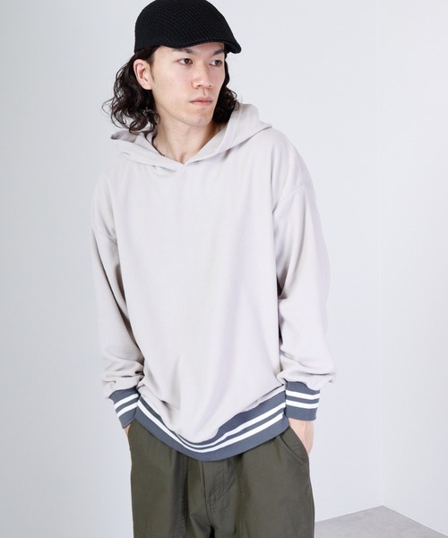 FUNALIVE(ファンアライブ)の「Line ribbed fleece pullover hoodie / ラインリブフリース プルオーバーパーカー unisex(スウェット・メンズ・ネイビー/ブラック系/ベージュ系/グリーン系/ネイビー系/グレイッシュベージュ/チャコール/グリーン/ブラック/ベージュ/チャコールグレー/アッシュグレー・XL/L/M)」の21枚目の写真