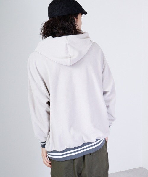 FUNALIVE(ファンアライブ)の「Line ribbed fleece pullover hoodie / ラインリブフリース プルオーバーパーカー unisex(スウェット・メンズ・ネイビー/ブラック系/ベージュ系/グリーン系/ネイビー系/グレイッシュベージュ/チャコール/グリーン/ブラック/ベージュ/チャコールグレー/アッシュグレー・XL/L/M)」の19枚目の写真