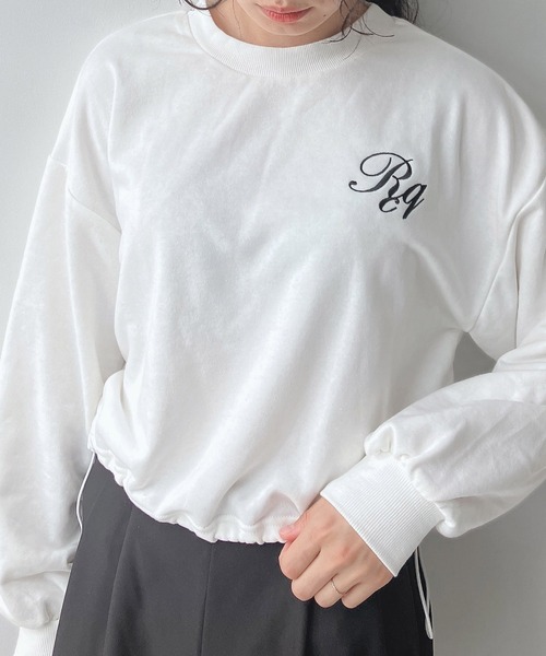 AS KNOW AS plus（アズノゥアズプラス）の「☆胸ロゴ刺繍と裾ドロストショートプルオーバー（Tシャツ/カットソー・レディース・ブラウン/オフホワイト/チャコールグレー・FREE）」の5枚目の写真