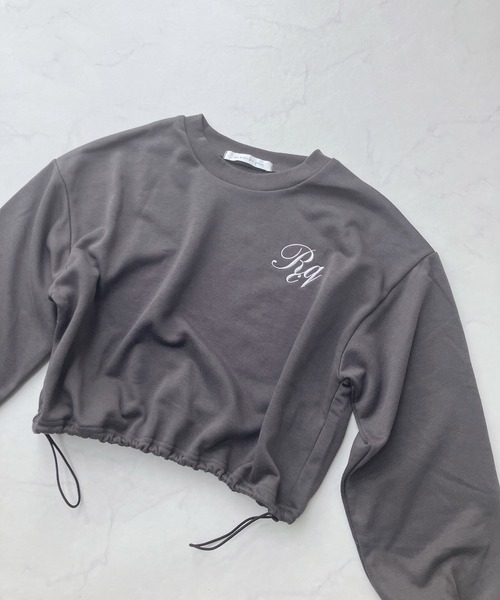 AS KNOW AS plus（アズノゥアズプラス）の「☆胸ロゴ刺繍と裾ドロストショートプルオーバー（Tシャツ/カットソー・レディース・ブラウン/オフホワイト/チャコールグレー・FREE）」の14枚目の写真