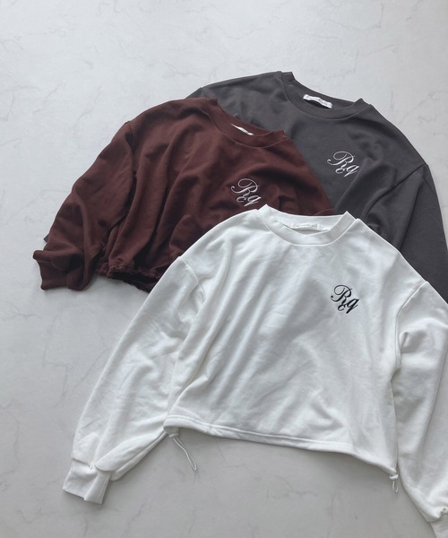 AS KNOW AS plus（アズノゥアズプラス）の「☆胸ロゴ刺繍と裾ドロストショートプルオーバー（Tシャツ/カットソー・レディース・ブラウン/オフホワイト/チャコールグレー・FREE）」の16枚目の写真