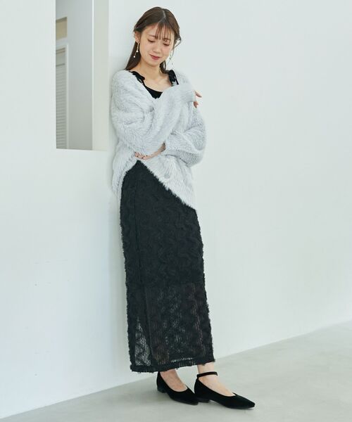 MAJESTIC LEGON（マジェスティックレゴン）の「フリルレーススカート（スカート・レディース・モカ/グレー/アイボリー/ブラック・MEDIUM/SMALL）」の2枚目の写真