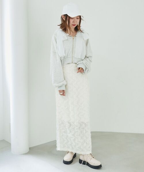 MAJESTIC LEGON（マジェスティックレゴン）の「フリルレーススカート（スカート・レディース・モカ/グレー/アイボリー/ブラック・MEDIUM/SMALL）」の21枚目の写真