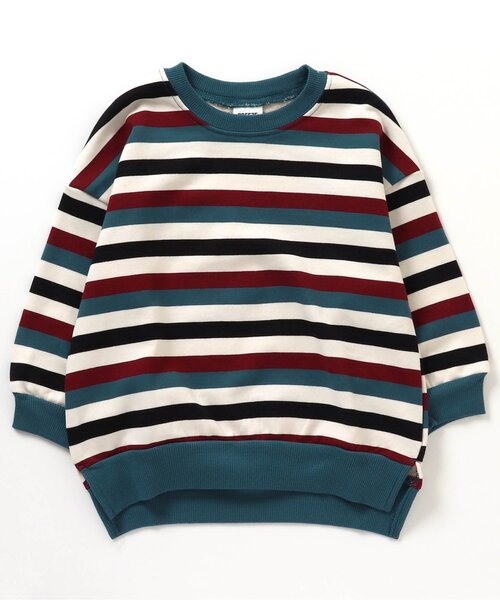 BREEZE（ブリーズ）の「【リンクコーデ可能】マルチボーダートレーナー（スウェット・キッズ・ターコイズブルー/ブラック/アイボリー/キャメル・80/90/100/110/120/130/150/140）」の10枚目の写真