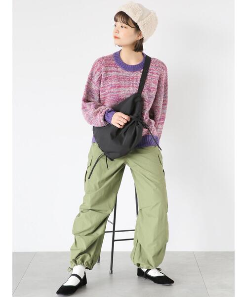 ehka sopo（エヘカソポ）の「ナイロンカーゴパンツ（カーゴパンツ・レディース・カーキ/ピンク/ブラック・F）」の4枚目の写真