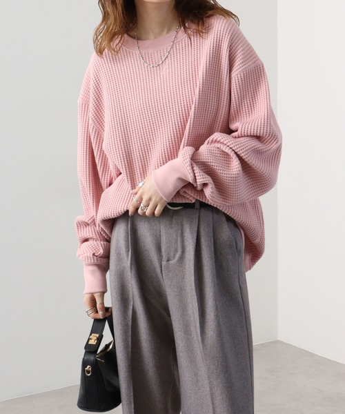 JEMORGAN(ジェーイーモーガン)の「JEMORGAN BIGSIZE ビッグワッフル クルーネック(スウェット・メンズ・杢グレー/ブラック/チャコール/カーキ/オフホワイト/マスタード/ネイビー/ミント/スモークピンク/サックスブルー/ブルー/ブルーグリーン/ダークオレンジ/オートミール/グリーン/オレンジ/パープル/ブラウン・XL/M/L)」の16枚目の写真