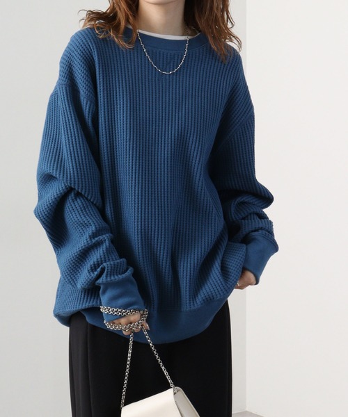 JEMORGAN(ジェーイーモーガン)の「JEMORGAN BIGSIZE ビッグワッフル クルーネック(スウェット・メンズ・杢グレー/ブラック/チャコール/カーキ/オフホワイト/マスタード/ネイビー/ミント/スモークピンク/サックスブルー/ブルー/ブルーグリーン/ダークオレンジ/オートミール/グリーン/オレンジ/パープル/ブラウン・XL/M/L)」の12枚目の写真