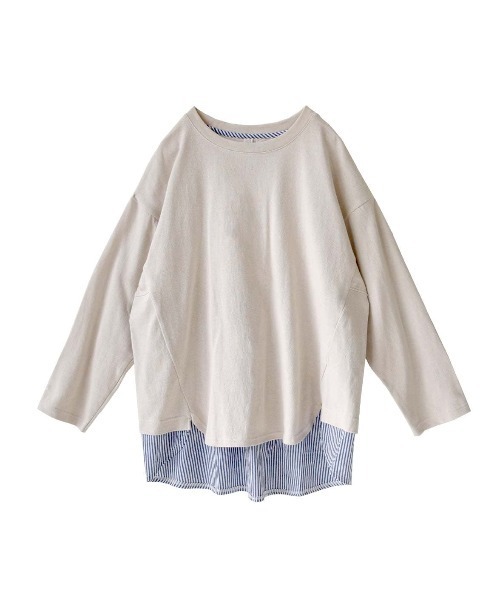 e-zakkamania stores(イーザッカマニアストアーズ)の「ブラウスレイヤード 長袖プルオーバー(Tシャツ/カットソー・レディース・チャコール/アッシュ/アイボリー・フリー)」の20枚目の写真