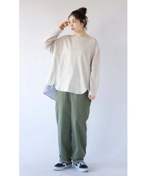 e-zakkamania stores(イーザッカマニアストアーズ)の「ブラウスレイヤード 長袖プルオーバー(Tシャツ/カットソー・レディース・チャコール/アッシュ/アイボリー・フリー)」の4枚目の写真