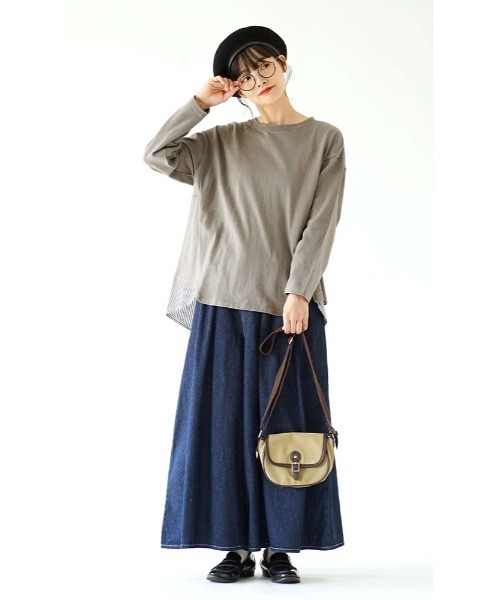 e-zakkamania stores(イーザッカマニアストアーズ)の「ブラウスレイヤード 長袖プルオーバー(Tシャツ/カットソー・レディース・チャコール/アッシュ/アイボリー・フリー)」の5枚目の写真