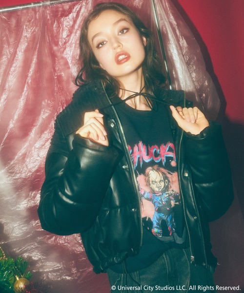 4GEEKS BY SPIRALGIRL(フォーギークスバイスパイラルガール)の「【Child's Play/チャイルド・プレイ】ヴィンテージ風スウェットトップス(スウェット・レディース・ブラック/ライトグレー・FREE)」の7枚目の写真