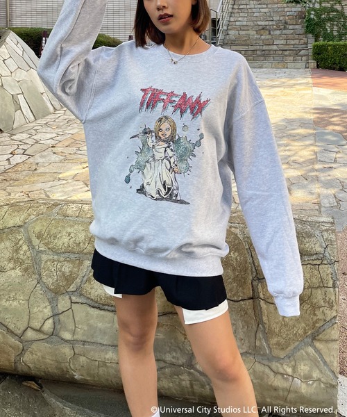 4GEEKS BY SPIRALGIRL(フォーギークスバイスパイラルガール)の「【Child's Play/チャイルド・プレイ】ヴィンテージ風スウェットトップス(スウェット・レディース・ブラック/ライトグレー・FREE)」の13枚目の写真