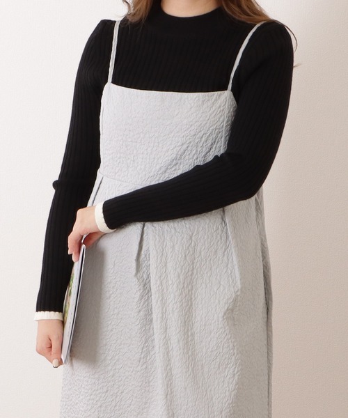 Lace Ladies(レースレディース)の「ふくれジャガード タック入り キャミソール ロング ワンピース(ジャンパースカート・レディース・グレー/ブラック/ブラウン/ネイビー・M/XL)」の12枚目の写真