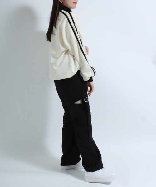 Salong hameu（サロン ハミュー）の「ワンポイントロゴ刺繍 サイドラインジャージ トラックジャケット レディース（ジャージ・レディース・グレー/アイボリー/ブラック・M/L）」の20枚目の写真