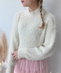 AS KNOW AS plus | ☆パール付き フェザーヤーン シャギー ニットプルオーバー(ニット/セーター)