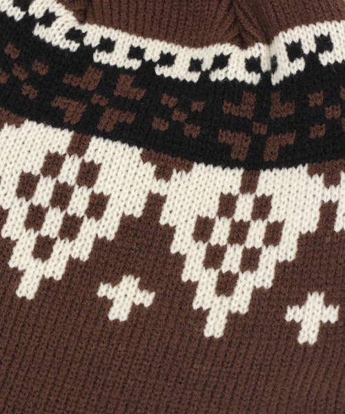 LAKOLE（ラコレ）の「ノルディック柄ニットワッチ / 992088（ニットキャップ/ビーニー・メンズ・オフホワイト/ブラウン/ブラック・9）」の12枚目の写真