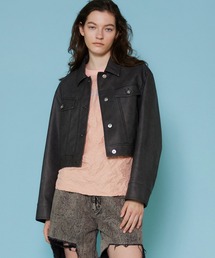 Washed Vegan Leather Short Length Blouson/ウォッシュドヴィーガンレザーショートブルゾン【MAISON SPECIAL/メゾンスペシャル】■セットアップ対応■