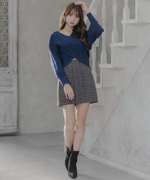 Julia Boutique(ジュリアブティック)の「スパングルカシュクールニットトップス/23603(ニット/セーター・レディース・ブラック/ホワイト/ネイビー・ONE)」の20枚目の写真