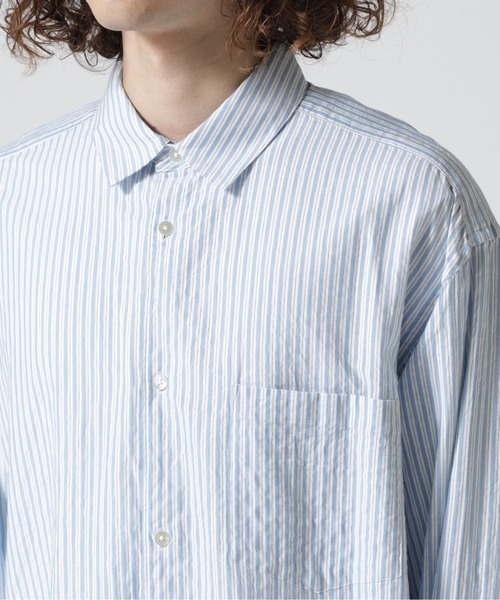 URU（ウル）の「URU/ウル/COTTON CUPRA STRIPE - REGULAR COLLAR 