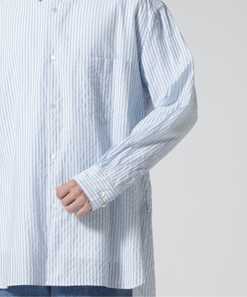 URU（ウル）の「URU/ウル/COTTON CUPRA STRIPE - REGULAR COLLAR 