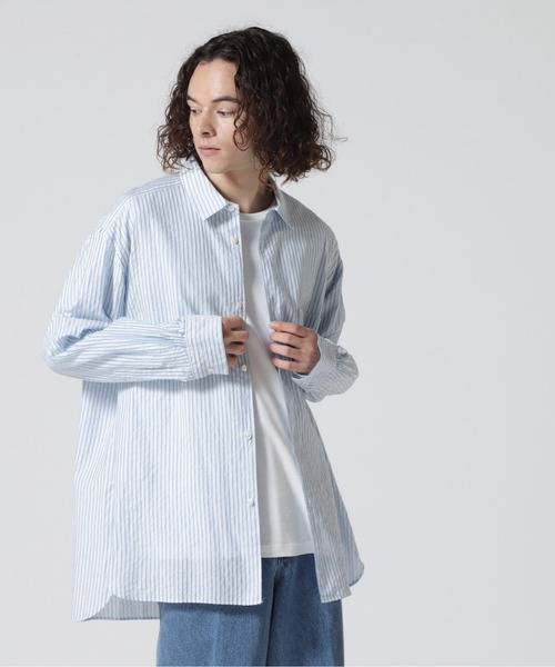URU（ウル）の「URU/ウル/COTTON CUPRA STRIPE - REGULAR COLLAR 