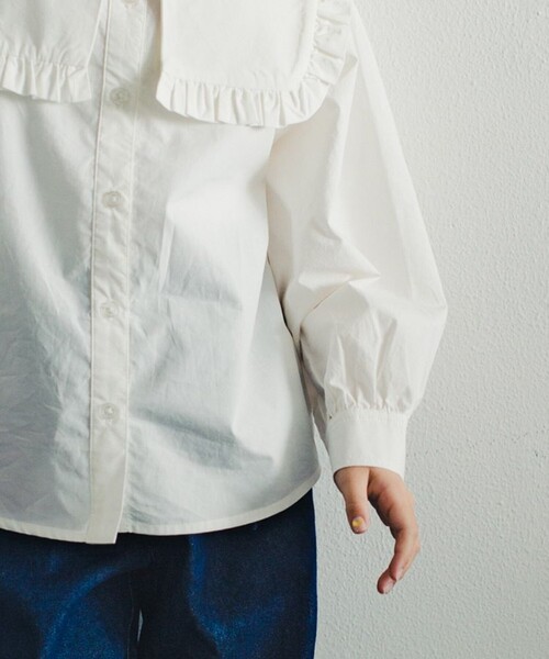 EDWIN（エドウィン）の「【Ou? by EDWIN】セーラーカラー長袖ブラウス（シャツ/ブラウス・キッズ・オフホワイト/ブルー・110/150/140/120/130/100）」の7枚目の写真