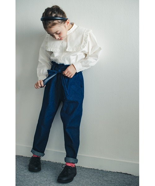 EDWIN（エドウィン）の「【Ou? by EDWIN】セーラーカラー長袖ブラウス（シャツ/ブラウス・キッズ・オフホワイト/ブルー・110/150/140/120/130/100）」の6枚目の写真