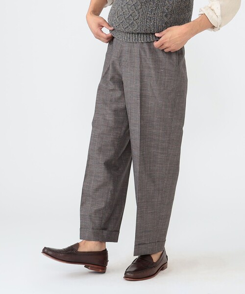 BEAMS PLUS（ビームスプラス）の「BEAMS PLUS / ウール ポリエステル リネン チェック ワイド アイビー トラウザーズ（その他パンツ・メンズ・ブラウン・S/XL/L/M）」の6枚目の写真