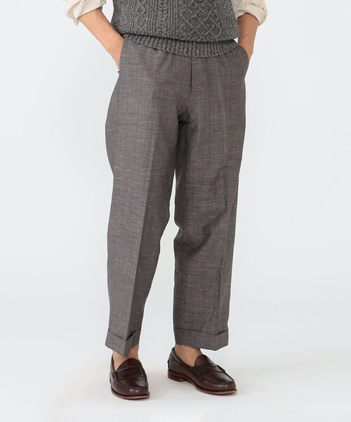 BEAMS PLUS（ビームスプラス）の「BEAMS PLUS / ウール ポリエステル リネン チェック ワイド アイビー トラウザーズ（その他パンツ・メンズ・ブラウン・S/XL/L/M）」の7枚目の写真