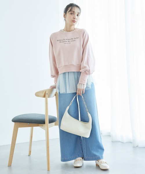 ROPE' PICNIC（ロペピクニック）の「裏毛ロゴショートスウェット/リンクコーデ（スウェット・レディース・ホワイト/グレー系その他/ピンク/イエロー・38）」の14枚目の写真